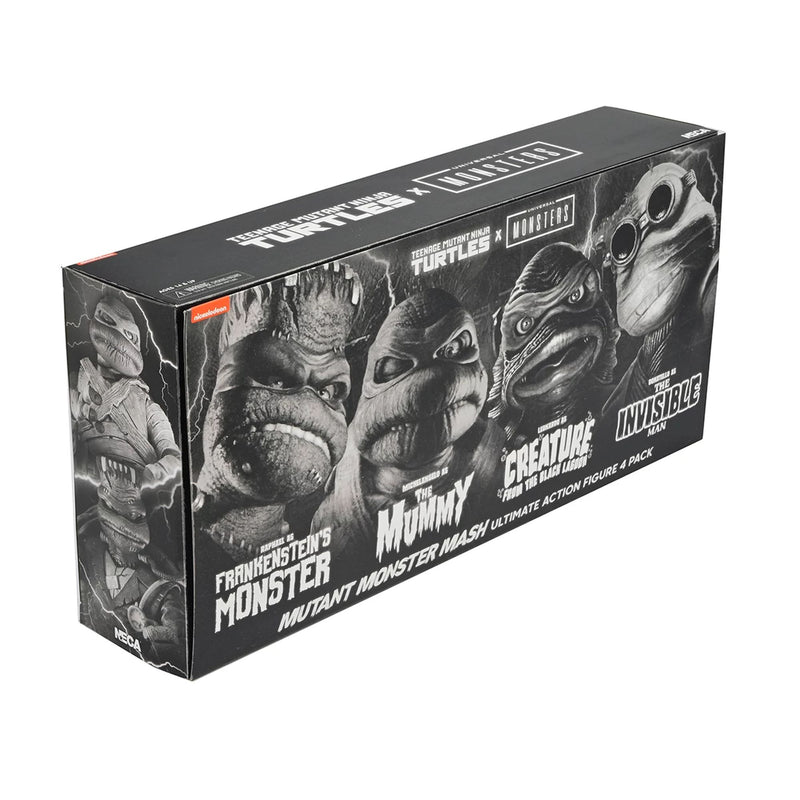 UNIVERSAL MONSTERS X TEENAGE MUTANT NINJA TURTLES - 7’’ SCALE ACTION FIGURE - BLACK & WHITE TURTLES 4 PACK