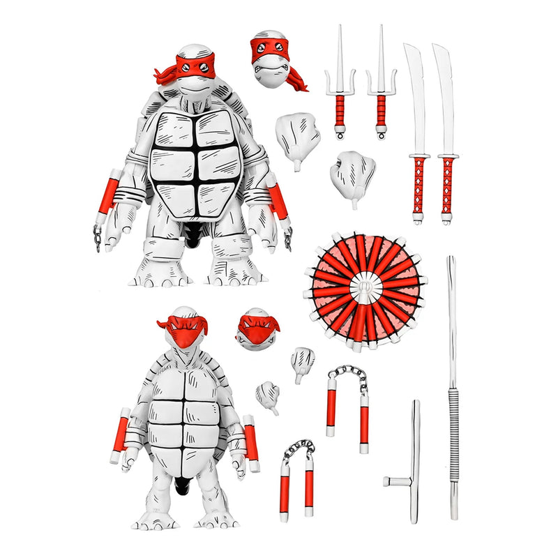 TEENAGE MUTANT NINJA TURTLES (MIRAGE COMICS) - 7" SCALE ACTION FIGURE - BLACK & WHITE FIRST TURTLES