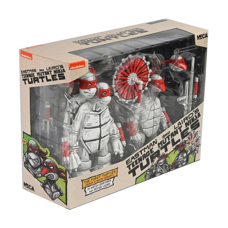 TEENAGE MUTANT NINJA TURTLES (MIRAGE COMICS) - 7" SCALE ACTION FIGURE - BLACK & WHITE FIRST TURTLES