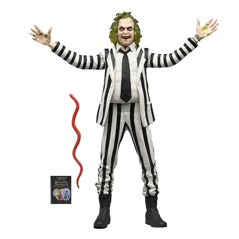 BEETLEJUICE (1988) - 7" SCALE ACTION FIGURE – BLACK AND WHITE STRIPED SUIT BEETLEJUICE IN BLISTER PA