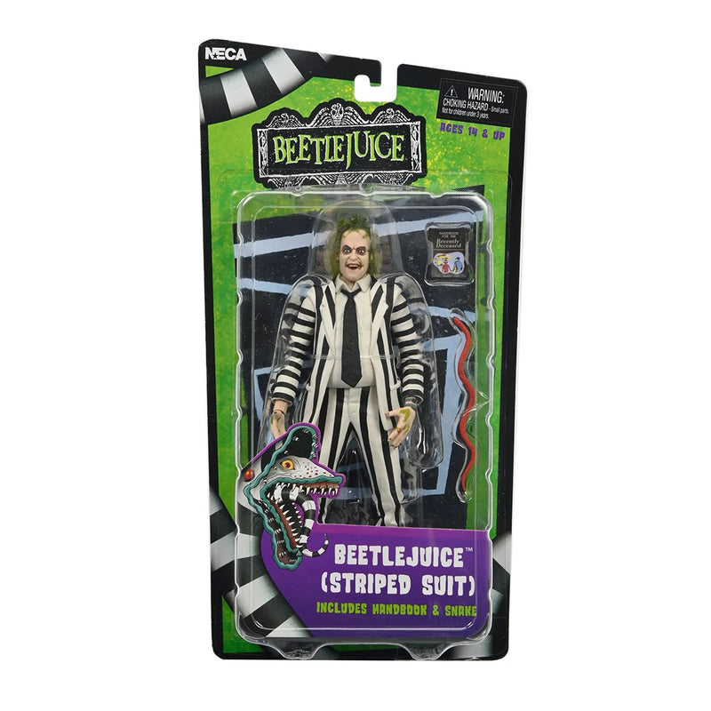 BEETLEJUICE (1988) - 7" SCALE ACTION FIGURE – BLACK AND WHITE STRIPED SUIT BEETLEJUICE IN BLISTER PA