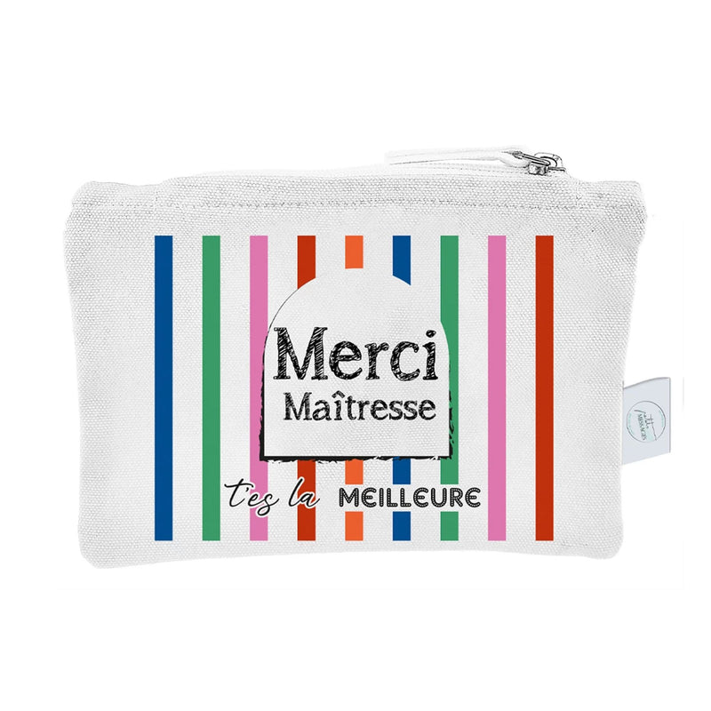 Pochette Coton Merci Maîtresse Rayures - Petits Messages