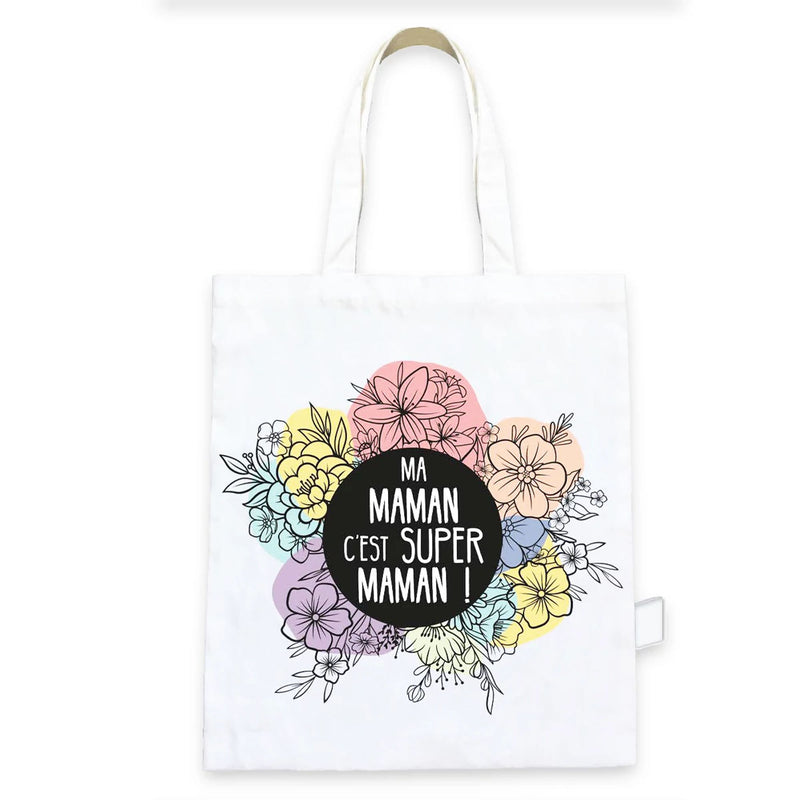 Tote Bag Coton Super Maman Fleurs - Petits Messages