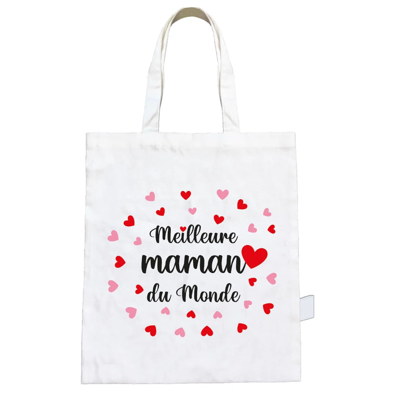 Sac Coton Meilleure maman du monde Cœurs - Petits Messages