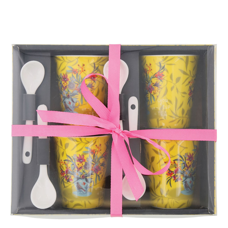 Set de 4 tasses assorties avec cuillères Tasse de thé - Allen Designs