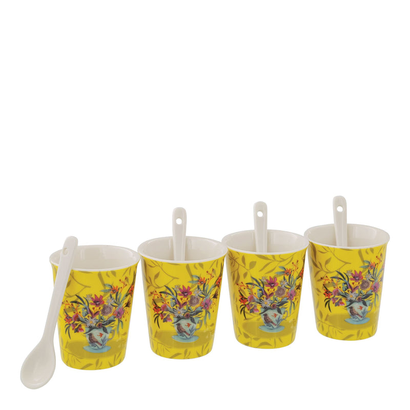 Set de 4 tasses assorties avec cuillères Tasse de thé - Allen Designs